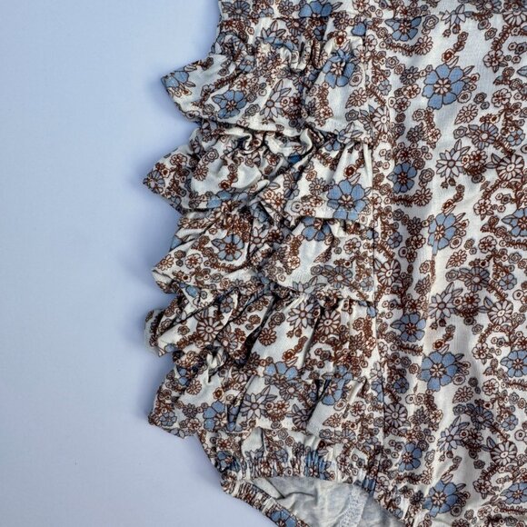 Kate Quinn Sleeveless Ruffle Bubble | Brown/Blue Floral | 18-24M | NWT - Picture 6 of 7